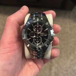 Seiko Coutura Solar Black and Silver Chronograph Watch